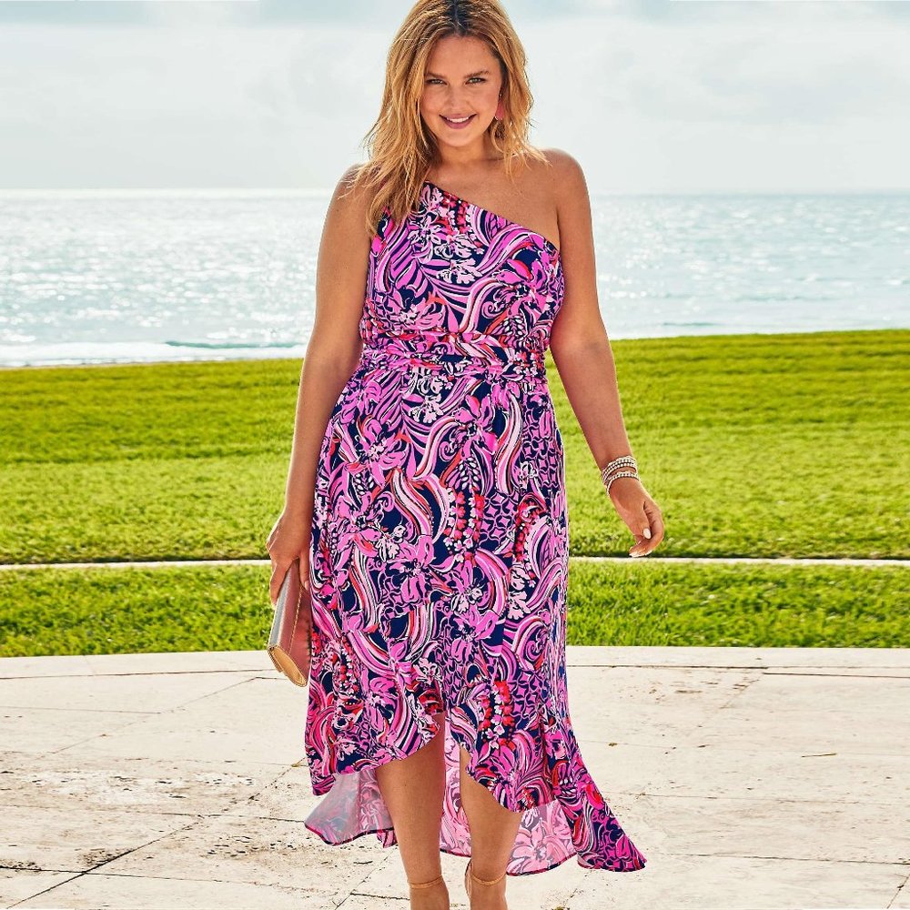 ✨2x HP✨Lilly Pulitzer Monico One-Shoulder Midi Dress NWT - Picture 6 of 11